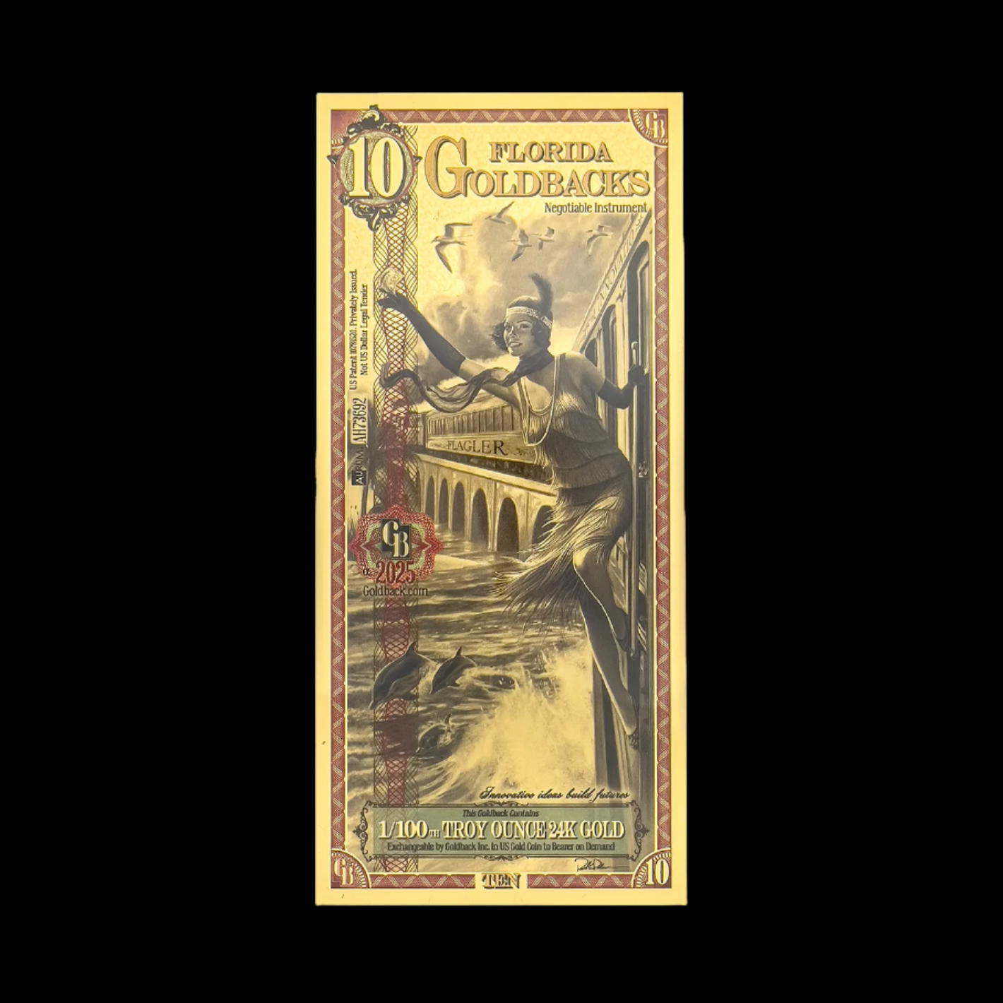 2025 10 dollar Florida Goldback frontside