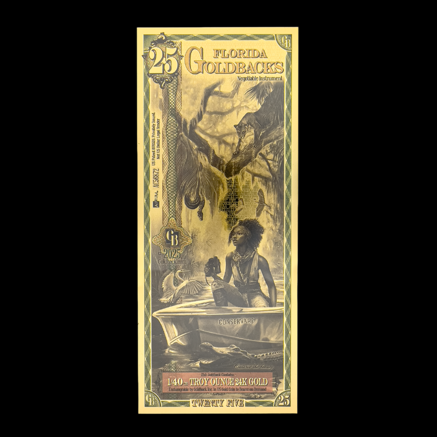 2025 25 dollar Florida Goldback frontside