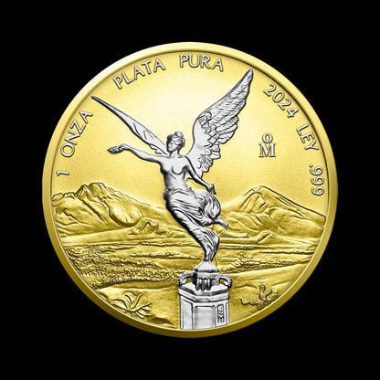 1 oz Silver Libertad - Yellow Gold & White Rhodium Ennobled - BU 2024