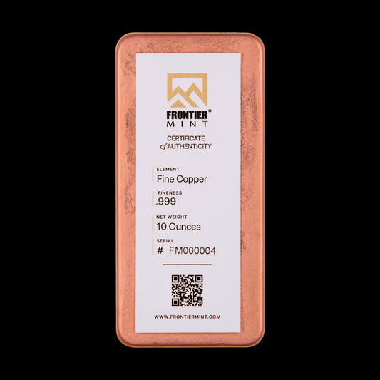 10 oz Copper Bar Frontier Mint